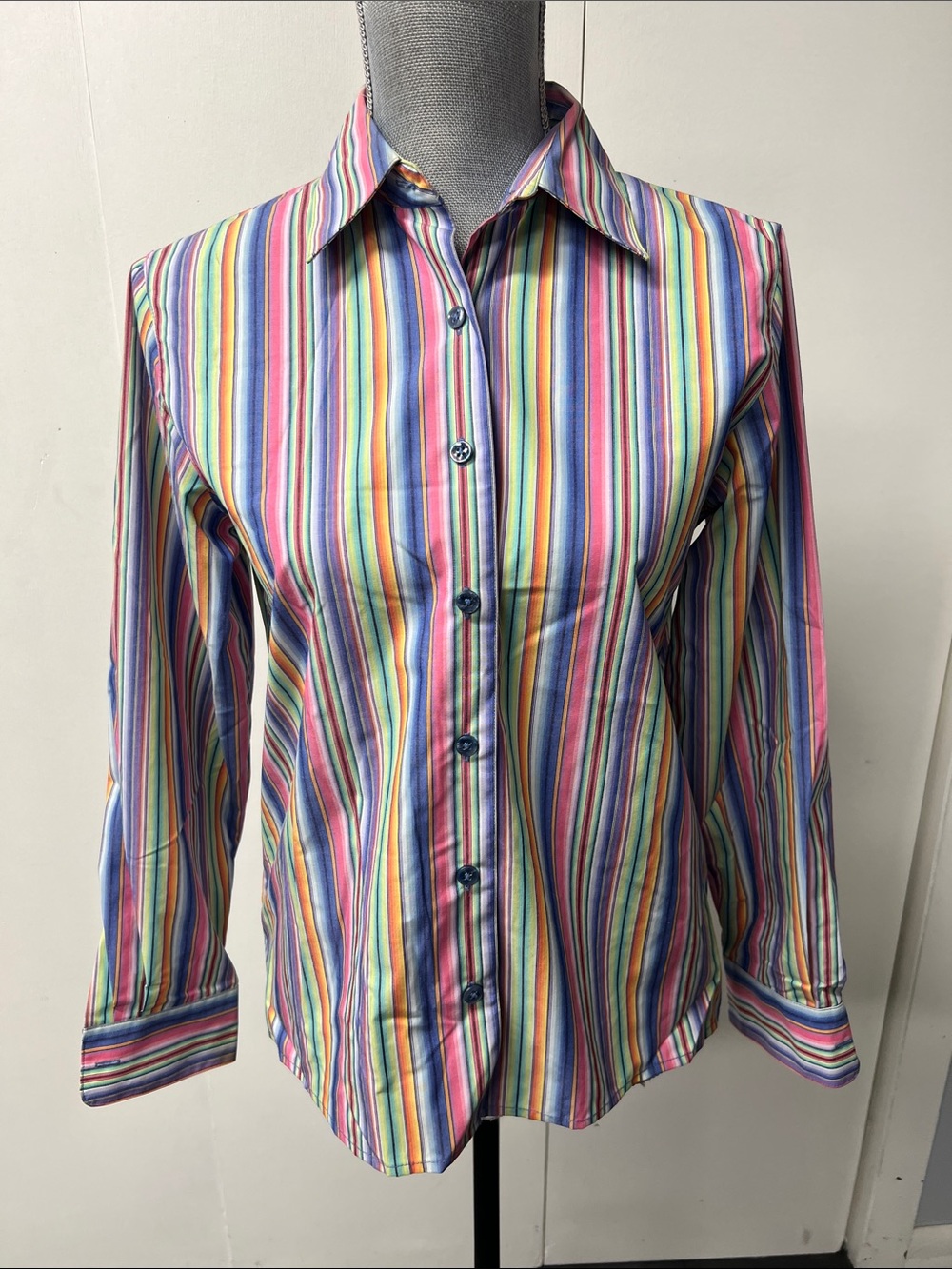 Women’s Multi-Color Stripe Button-Up Shirt